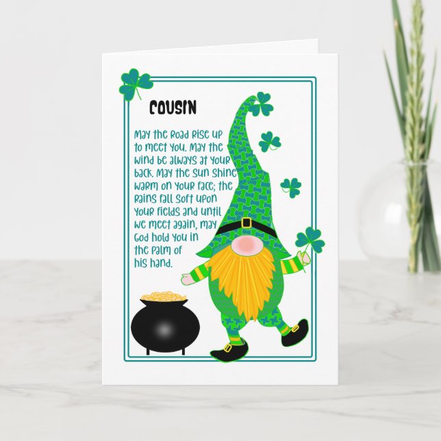 Cous St Patrick's Leprechaun Celtic Prayer Card Karte (Vorderseite)