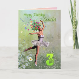 Cousin 3, Blume Fee Geburtstagskarte Karte