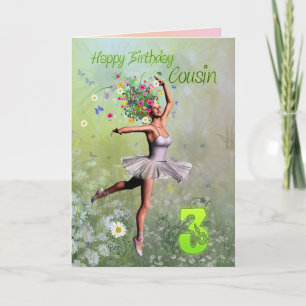 Cousin 3, Blume Fee Geburtstagskarte Karte