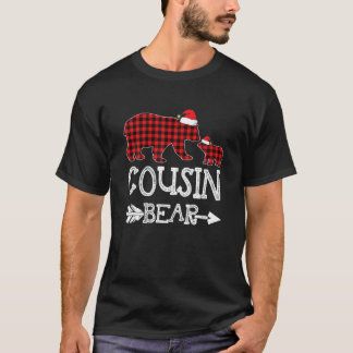 Cousin Bear Christmas Pajama Red Buffalo Fam T-Shirt