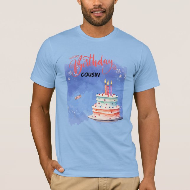 Cousin Birthday Cos Cake Personalisiert T-Shirt (Vorderseite)