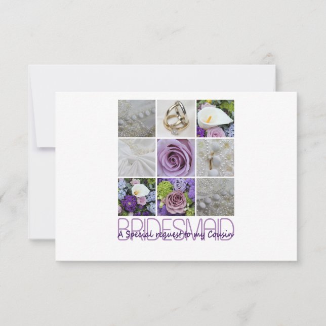 Cousin Bitte übernachten Sie in Bridesmaid Einladung (Vorderseite)