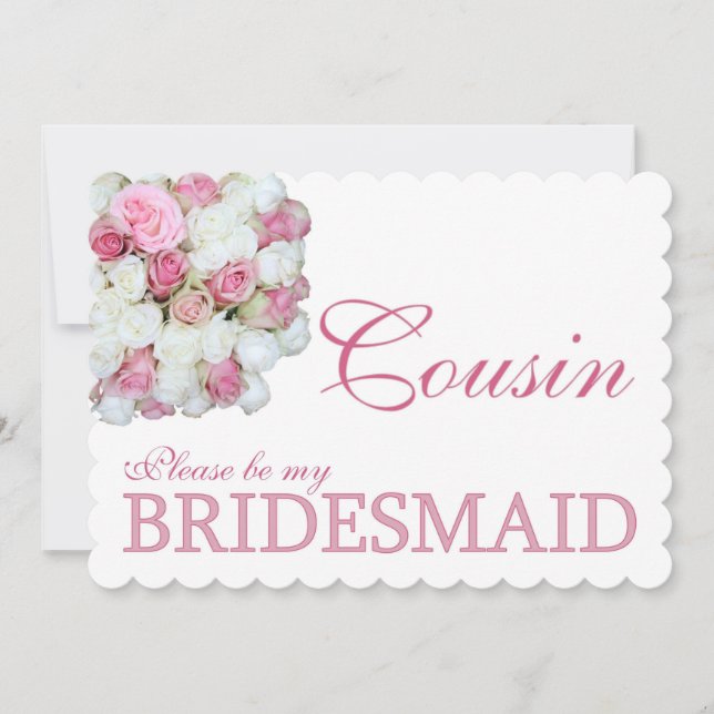 Cousin Bitte übernachten Sie in Bridesmaid Einladung (Vorderseite)