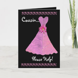 Cousin Bridesmaid Einladung PINK Gown V01