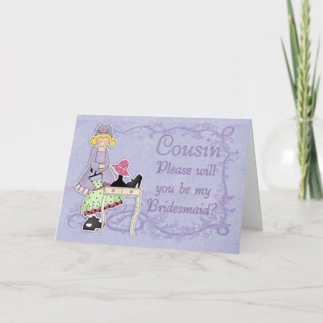 Cousin Bridesmaid - Werden Sie meine Bridesmaid? Einladung (Vorderseite)