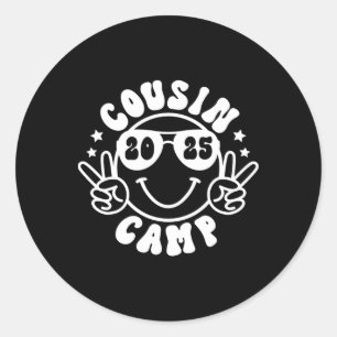 Cousin Camp 2025 Camper Camping Lagerfeuer Sommer Runder Aufkleber