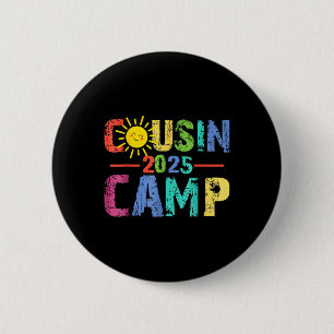 Cousin Camp 2025 Camping Campfire Sommerferien Button