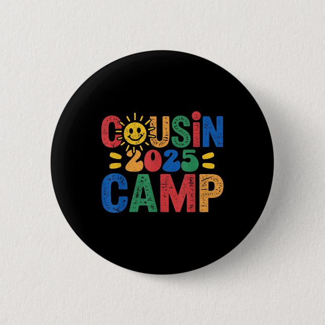 Cousin Camp 2025 Camping Campfire Summer Vacation  Button (Vorderseite)
