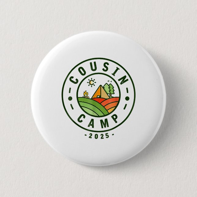 Cousin Camp 2025 Camping Stamm Sommerurlaub _1 Button (Vorderseite)