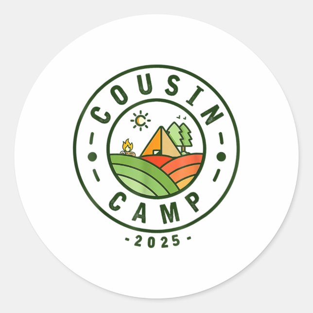 Cousin Camp 2025 Camping Stamm Sommerurlaub _1 Runder Aufkleber (Vorderseite)