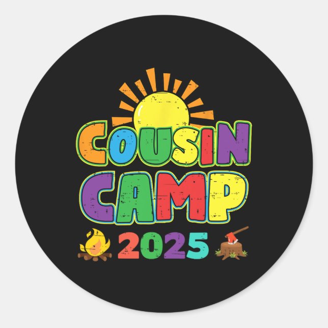 Cousin Camp 2025 Familienurlaub Sommerurlaub Campi Runder Aufkleber (Vorderseite)
