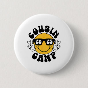 Cousin Camp 2025 Lächeln Gesicht Urlaub Sommercamp Button