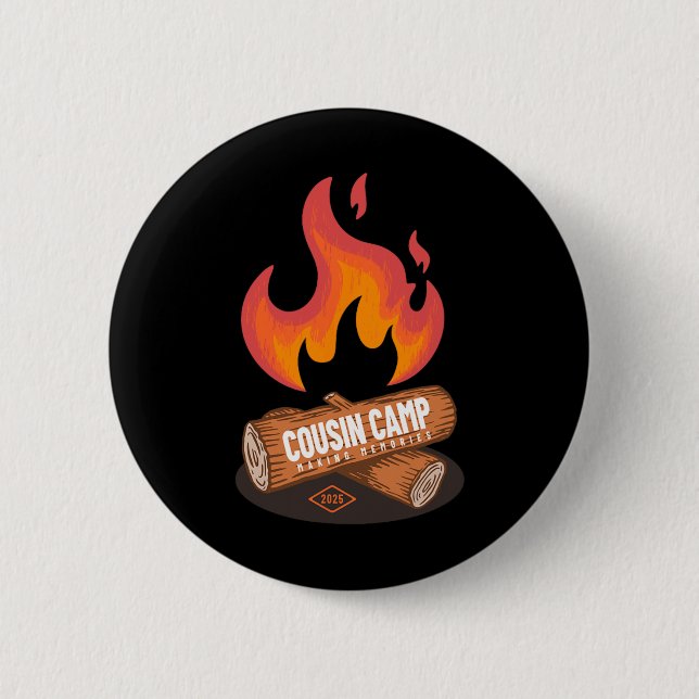 Cousin Camp 2025 Spaß Sommer Camping Lagerfeuer Gr Button (Vorderseite)