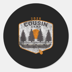Cousin Camp 2025 Vintage-Kanukunst-Sommerfamilie C Runder Aufkleber