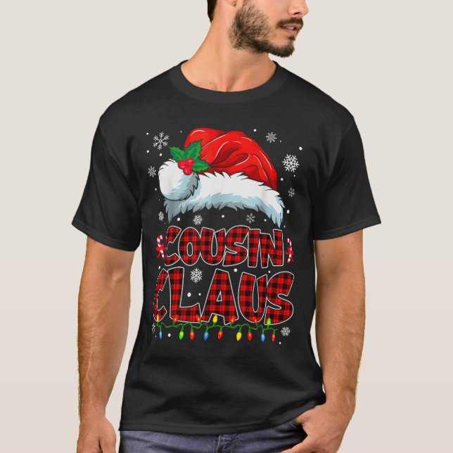 Cousin Claus Christmas Lights Pajama Family Group  T-Shirt (Vorderseite)