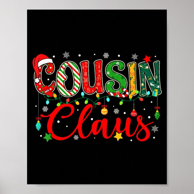 Cousin Claus Christmas Lights Pajama Family Matchi Poster (Vorne)