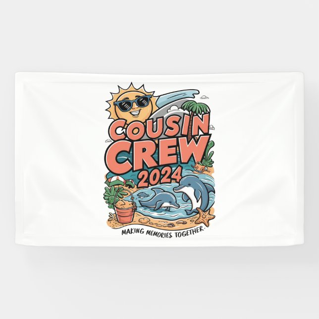 Cousin Crew 2024 Sommerferien Beach Familienausflu Banner (Horizontal)