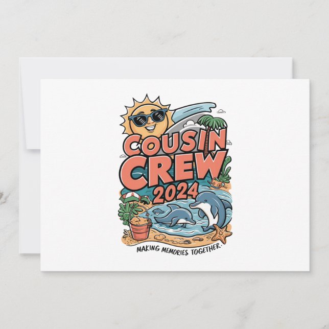 Cousin Crew 2024 Sommerferien Beach Familienausflu Einladung (Vorderseite)