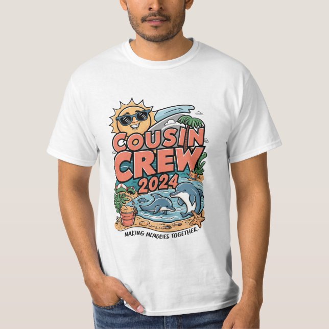 Cousin Crew 2024 Sommerferien Beach Familienausflu T-Shirt (Vorderseite)