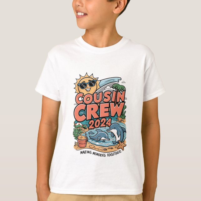 Cousin Crew 2024 Sommerferien Beach Familienausflu T-Shirt (Vorderseite)