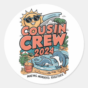 Cousin-Crew 2024 Sommerferien Strand Familienreise Runder Aufkleber