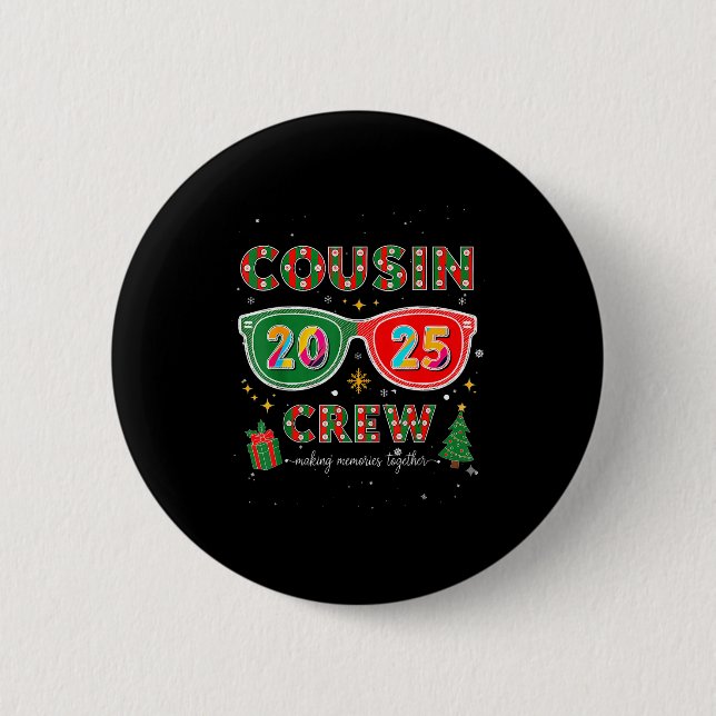 Cousin Crew 2025 Funny Christmas Matching Family P Button (Vorderseite)