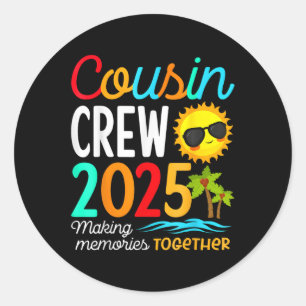 Cousin Crew 2025 Sommerferien Beach Familienausflu Runder Aufkleber