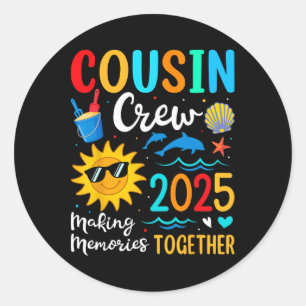 Cousin Crew 2025 Sommerferien Beach Familienausflu Runder Aufkleber