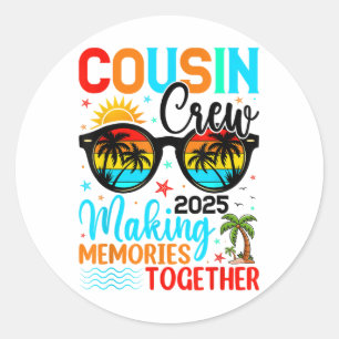 Cousin Crew 2025 Sommerferien Beach Familienausflu Runder Aufkleber