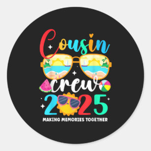 Cousin Crew 2025 Sommerferien Beach Familienausflu Runder Aufkleber