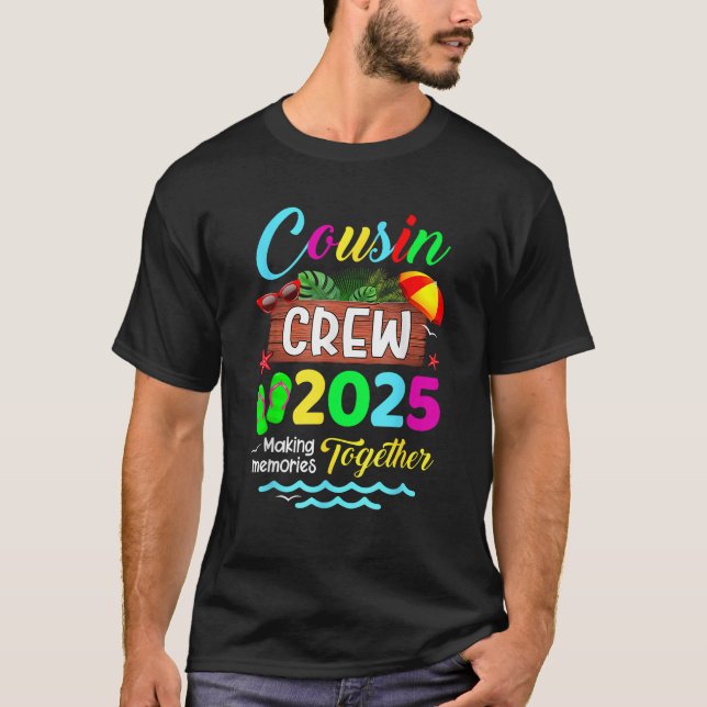 Cousin Crew 2025 Sommerferien Beach Familienausflu T-Shirt (Vorderseite)