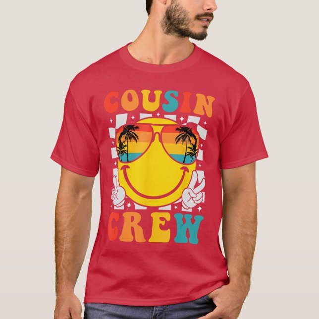 Cousin Crew 2025 Sommerferien Beach Familienausflu T-Shirt (Vorderseite)