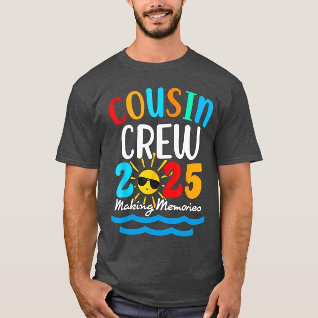 Cousin Crew 2025 Sommerferien Beach Familienausflu T-Shirt (Vorderseite)