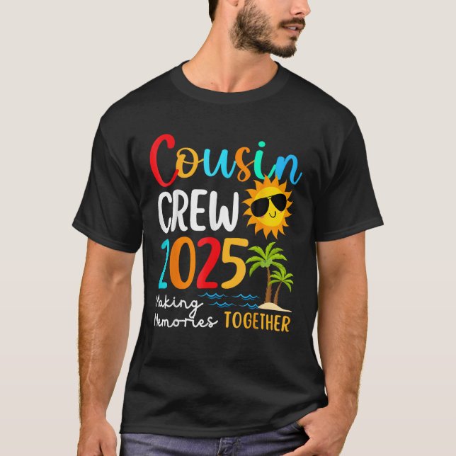 Cousin Crew 2025 Sommerferien Beach Familienausflu T-Shirt (Vorderseite)