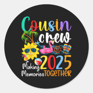 Cousin Crew 2025 Sommerferien Strand Familientrip Runder Aufkleber