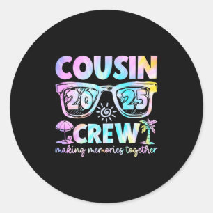 Cousin Crew 2025 Sommerferien Strand Familienurlau Runder Aufkleber