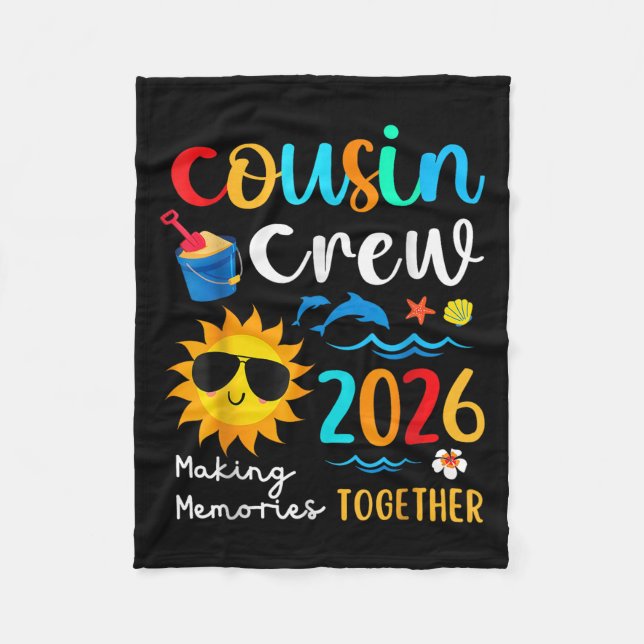 Cousin Crew 2026 Sommerferien Beach Familienausflu Fleecedecke (Vorderseite)