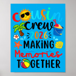 Cousin Crew 2026 Sommerferien Strand Familie Kinde Poster