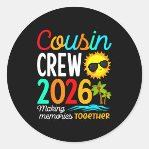 Cousin-Crew 2026 Sommerferien Strand Familienurlau Runder Aufkleber