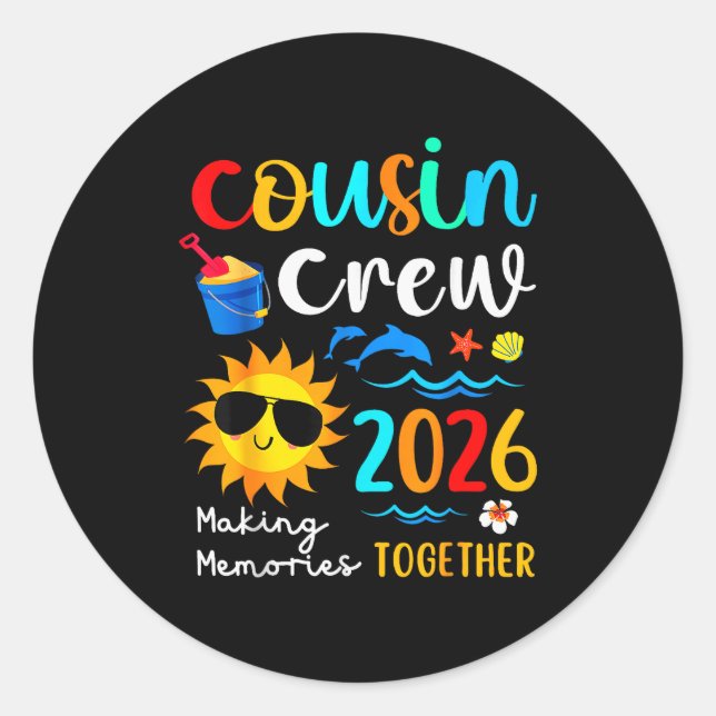 Cousin Crew 2026 Summer Vacation Beach Family Trip Runder Aufkleber (Vorderseite)