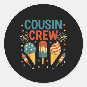 Cousin Crew 4. Juli Eiscreme Patriotische Kinder B Runder Aufkleber
