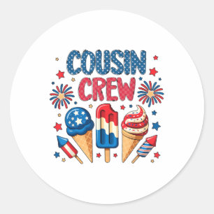 Cousin Crew 4. Juli Eiscreme Patriotische Kinder B Runder Aufkleber