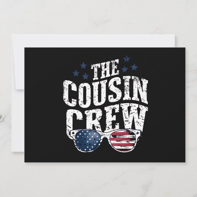 Cousin Crew 4. Juli Patriotic American Family Einladung (Vorderseite)