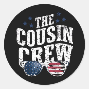 Cousin Crew 4. Juli Patriotic American Family Runder Aufkleber