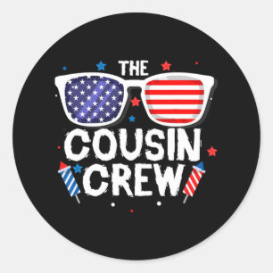 Cousin Crew 4. Juli Patriotische Amerikanerfamilie Runder Aufkleber