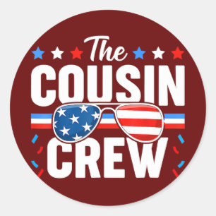 Cousin Crew 4. Juli Patriotische Amerikanerfamilie Runder Aufkleber
