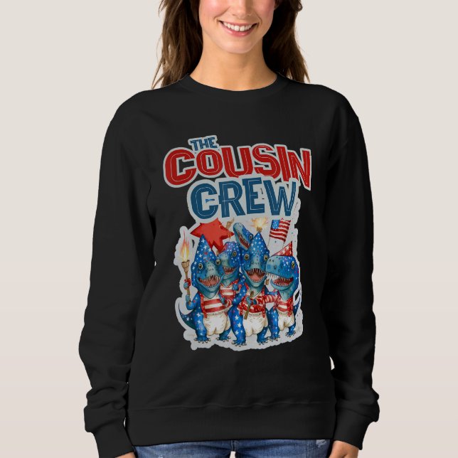 COUSIN CREW 4th of July American Flag Rex Dino USA Sweatshirt (Vorderseite)