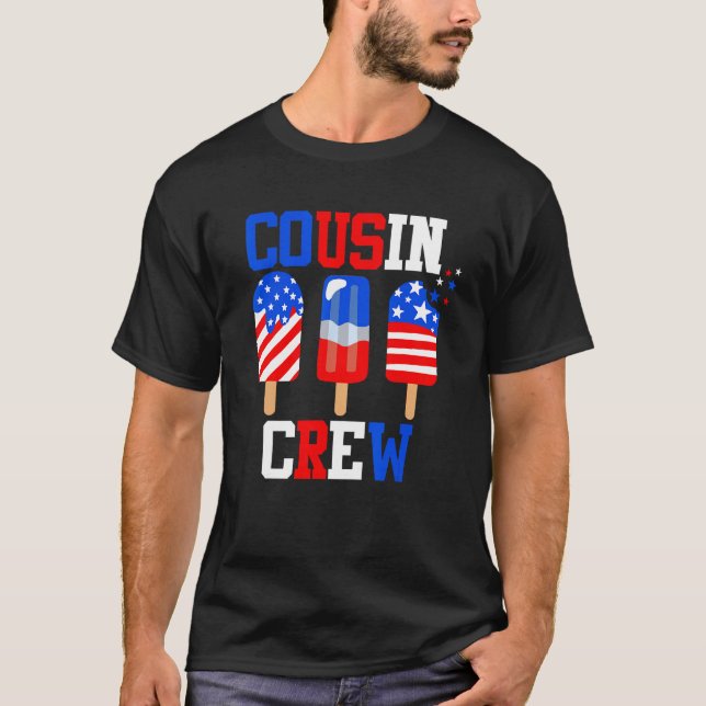 Cousin Crew 4th of July  Popsicle Us Flag Patrioti T-Shirt (Vorderseite)
