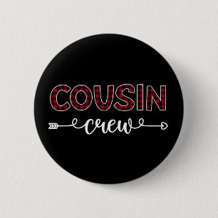 Cousin Crew Buffalo Karierte Muster Weihnachtsferi Button