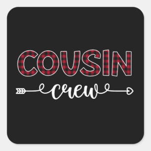 Cousin Crew Buffalo Karierte Muster Weihnachtsferi Quadratischer Aufkleber
